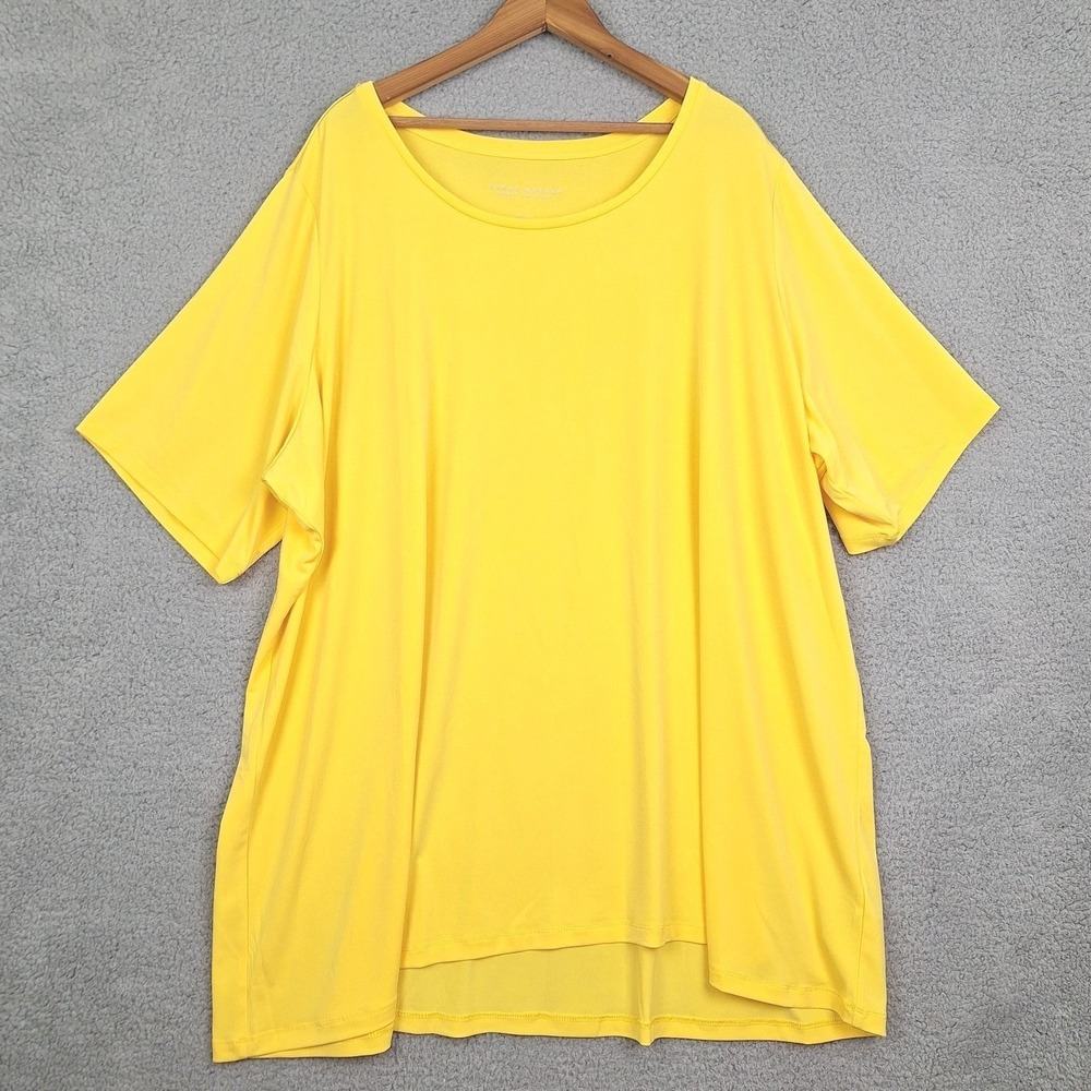 Susan Graver Shirt Womens 4X Yellow Modern Essentials Liquid‎ Knit Tunic Top